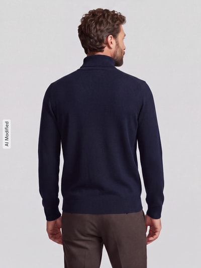 Jake*s Studio Men Regular Fit Rollkragenpullover aus reiner Wolle Marine 5