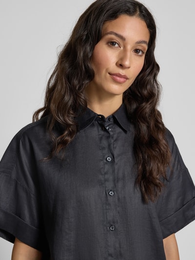BOSS Orange Bluse aus Ramie mit überschnittenen Schultern Model 'Bisenas' Black 3