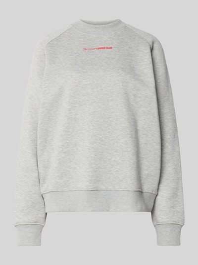 Produktfoto, Sweatshirt mit Label-Print Modell 'Loretta' von LeGer by Lena Gercke aus hellgrauem Baumwoll-Mix, gerippte Abschlüsse, Rundhalsausschnitt, lockerer Schnitt