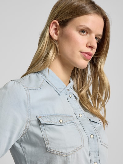 Only Shaped Fit Jeansbluse mit Kontrastnähten Modell 'ALEXA' Jeansblau Melange 3