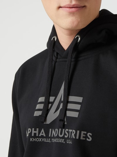 Alpha Industries Bluza z kapturem z odblaskowym nadrukiem z logo  Czarny 3