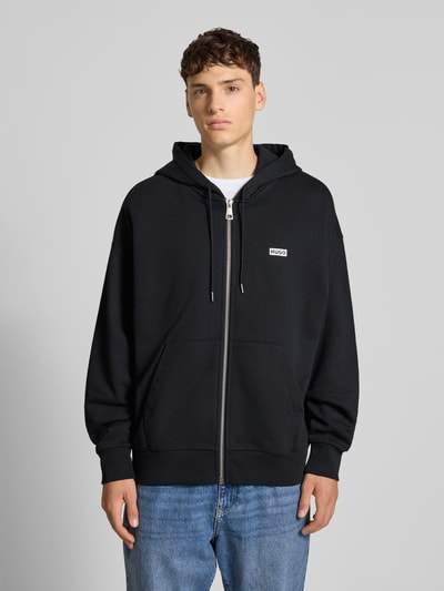 Hugo Blue Loose Fit Sweatjacke aus reiner Baumwolle Black 4