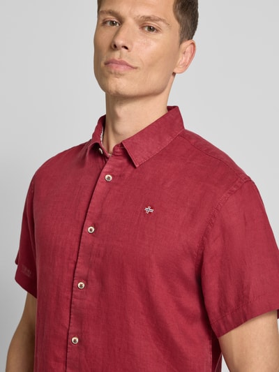 Napapijri Regular Fit Freizeithemd aus reinem Leinen Bordeaux 3