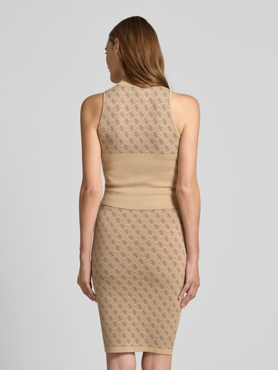 Guess Top z dzianiny ze wzorem z logo model ‘LISE’ Piaskowy 5