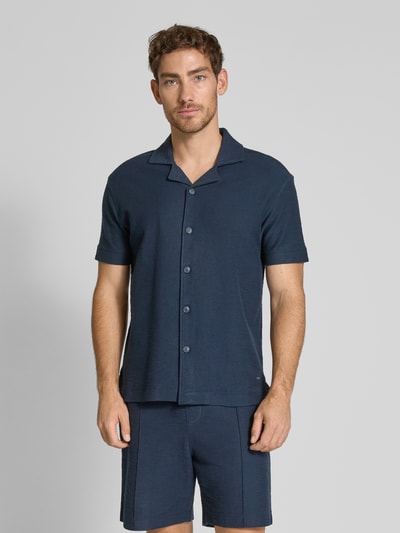 JOOP! Collection Koszula casualowa męska JOOP! Collection;Czysta bawełna;Krój regular fit;Model ‘Pedro’;Kołnierz z połami;Listwa guzikowa;Długość tyłu w rozmiarze M: 72 cm;Szerokość ramion w rozmiarze M: 54 cm;Długość rękawa w rozmiarze M: 23 cm Granatowy 4