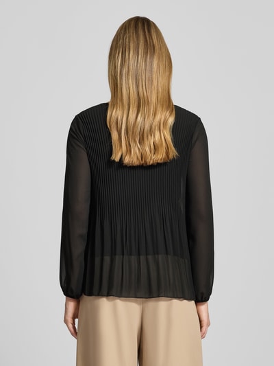 ZABAIONE Blouse met lange mouwen met plissévouwen en ronde hals Zwart - 5