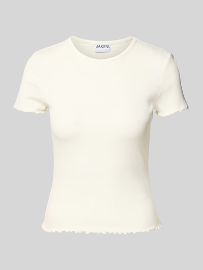Jake*s Casual T-Shirt mit Muschelsaum Offwhite 2