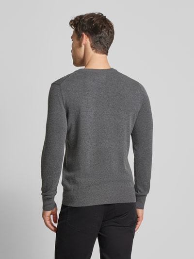 Marc O'Polo Regular fit gebreide pullover van een zachte mix van katoen en scheerwol Antraciet - 5