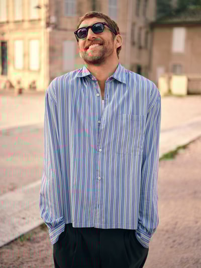 JAKE*S STUDIO MEN Boxy fit vrijetijdsoverhemd met borstzak Bleu - 6