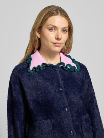 Essentiel Antwerp Regular Fit Strickjacke mit Strickrüschen-Kragen Modell 'JARDENER' Dunkelblau 3