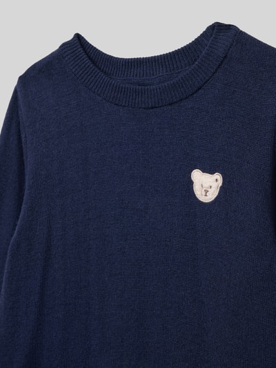 Steiff Sweter z dzianiny z domieszką kaszmiru Granatowy 2