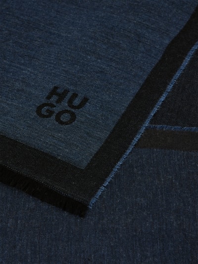 HUGO Sjaal van viscosemix met labelstitching Marineblauw - 2