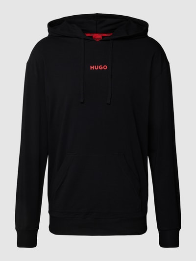 HUGO Hoodie in unifarbenem Design mit Känguru-Tasche Black 2