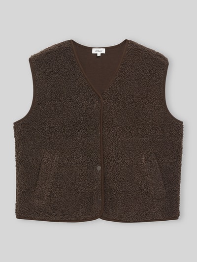s.Oliver RED LABEL Relaxed Fit Weste aus Teddy-Plüsch Dunkelbraun 2