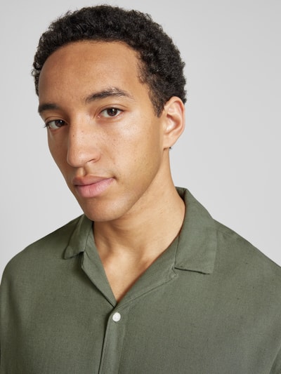 Jack & Jones Relaxed Fit Freizeithemd aus Viskose-Leinen-Mix Modell 'WAYNE' Dunkelgruen 3