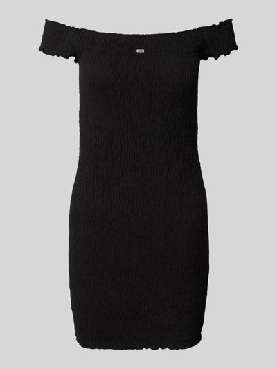 Tommy Jeans Sukienka tuba mini o kroju slim fit z dekoltem carmen Czarny 2
