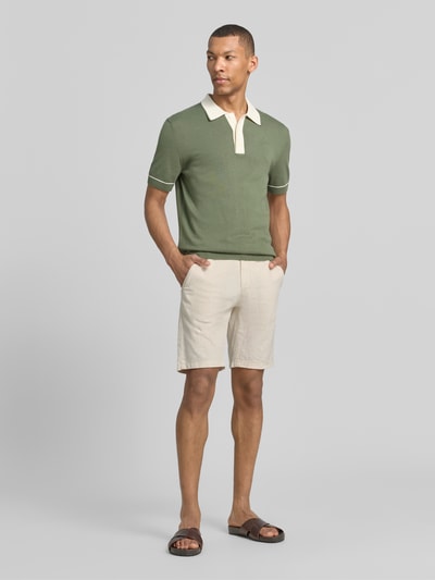 Lindbergh Bermudas aus Leinen-Mix mit französischen Eingrifftaschen Sand 1