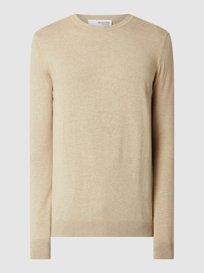 SELECTED HOMME Pullover aus Pima-Baumwolle Modell 'Berg' Beige Melange 2