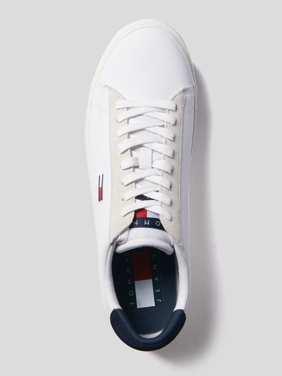 Tommy Jeans Sneakersy skórzane z detalami z logo  Biały 4