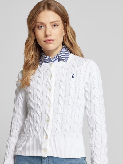 Polo Ralph Lauren Strickcardigan mit Zopfmuster Weiss 3