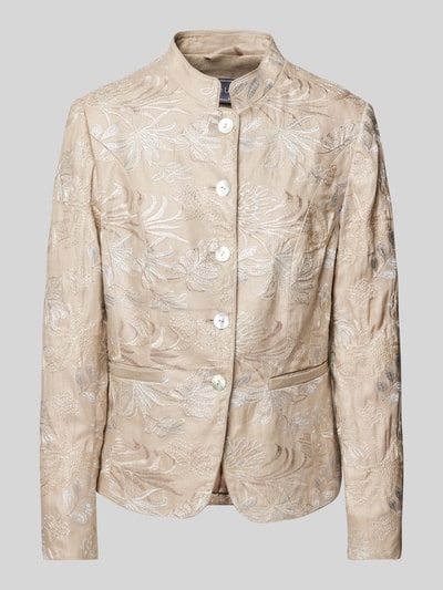 WHITE LABEL Leinenblazer mit Stehkragen Sand 1