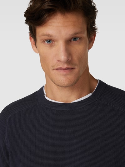 JOOP! Jeans Gebreide pullover met structuurmotief, model 'Ole' Marineblauw - 3