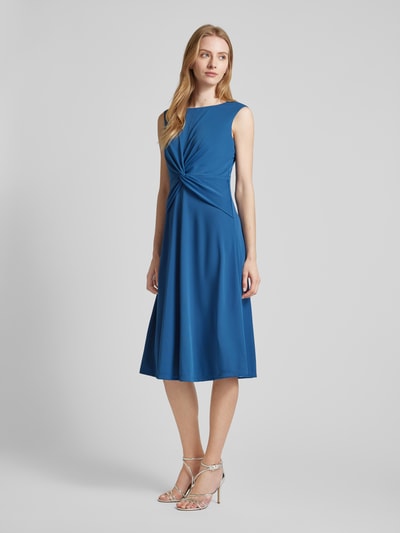 Lauren Ralph Lauren Sukienka midi z wiązanym detalem model ‘TESSANNE’ Jeansowy niebieski 1