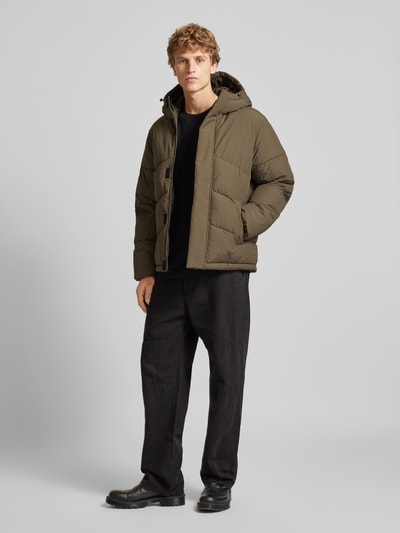 Jack & Jones Gewatteerd jack met opstaande kraag, model 'WORLD' Taupe - 1