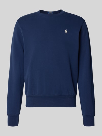 Produktfoto, Relaxed Fit Sweatshirt aus reiner Baumwolle von Polo Ralph Lauren, unifarbenes dunkelblau, Rundhals, Logo-Detail, gerippte Abschlüsse