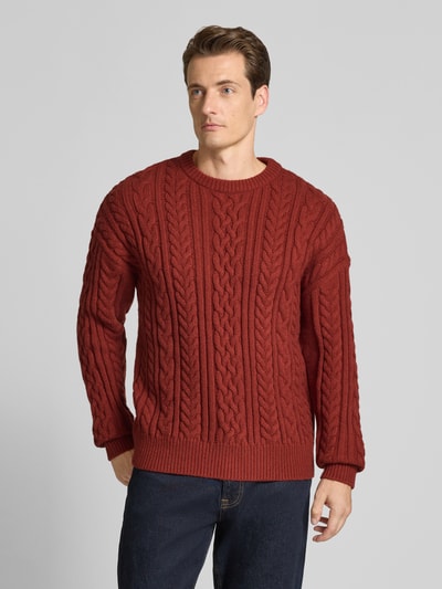 JAKE*S STUDIO MEN Gebreide pullover met kabelpatroon Rood - 4