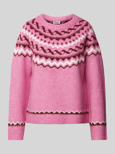 Only Pullover mit Norwegermuster Modell 'ISLE' Pink 1