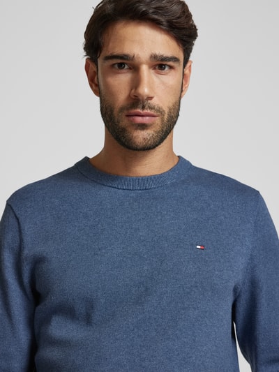 CK Calvin Klein Gebreide pullover met logostitching, model 'PIMA' Jeansblauw - 3