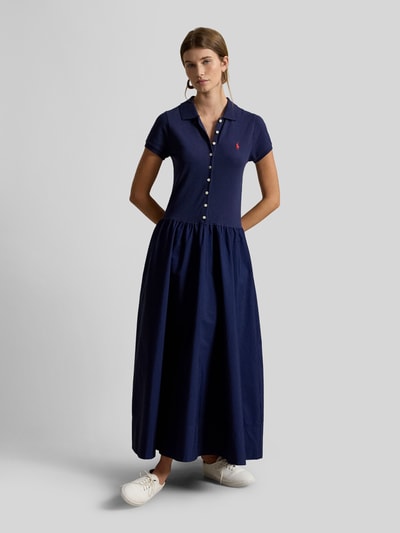 Polo Ralph Lauren Sukienka casualowa z mieszanki bawełny z kołnierzykiem polo Granatowy 4