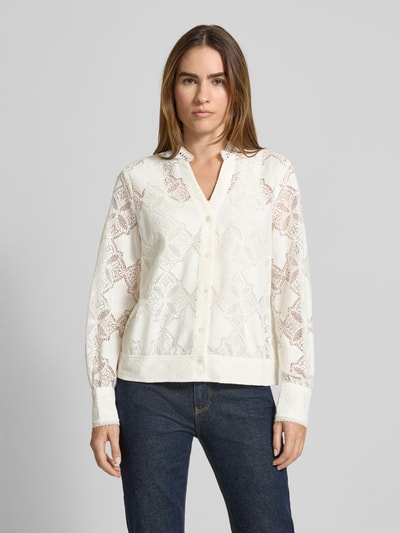 MOS MOSH Regular Fit Bluse mit Lochstickerei Modell 'Monia' Ecru 4