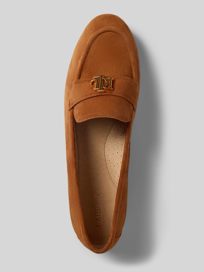 Lauren Ralph Lauren Mokasyny skórzane z aplikacją z logo model ‘AVERI III’ Camel 3