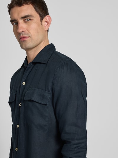 Marc O'Polo Regular Fit Leinenhemd mit Brustpattentaschen Marine 3