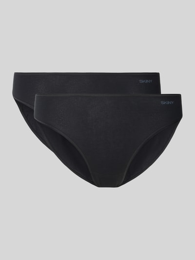 Produktfoto, Slip aus Baumwoll-Mix Modell 'Rio' von SKINY in Schwarz, körpernahe Passform, elastischer Bund, Label-Detail, glatte Textur.