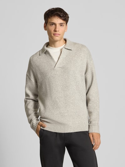 Jack & Jones Gebreide pullover met V-hals, model 'SOHO' Lichtgrijs gemêleerd - 4