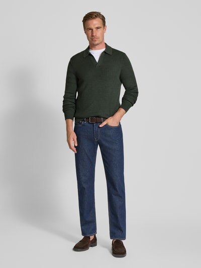 GRAN SASSO Strickpullover aus Schurwolle mit Umlegekragen und V-Ausschnitt Oliv 1