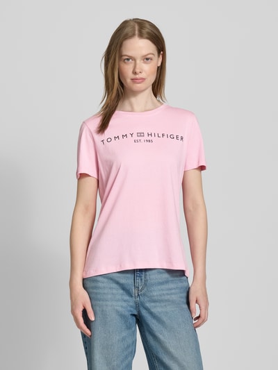 Tommy Hilfiger Regular fit T-shirt van puur katoen Felroze - 4