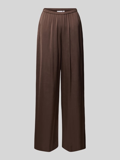 Produktfoto, Wide Fit Stoffhose mit Viskose-Anteil von Comma, Damen Stoffhose aus Material-Mix mit Satin und elastischem Bund, braun