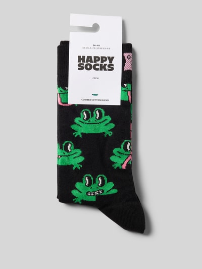 Happy Socks Socken mit Motiv-Stitching Modell 'Frog' Black 3