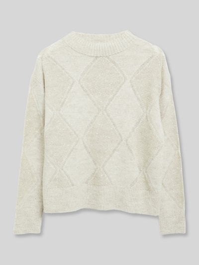 Produktfoto, Pullover mit leichtem Stehkragen von S. OLIVER BLACK LABEL in Woll-Alpaka-Mix, unifarben, Argyle-Muster, prążkowany dół i mankiety