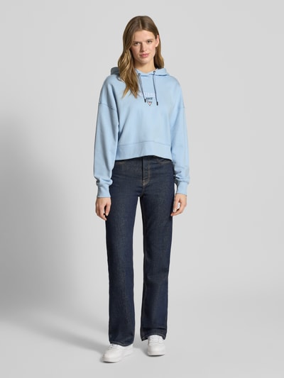 GUESS Jeans Relaxed fit hoodie met logostitching model 'Baker' Lichtblauw - 1