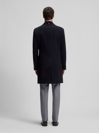 BOSS Płaszcz wełniany o kroju slim fit z kołnierzem z połami model ‘HYDE’ Granatowy 5
