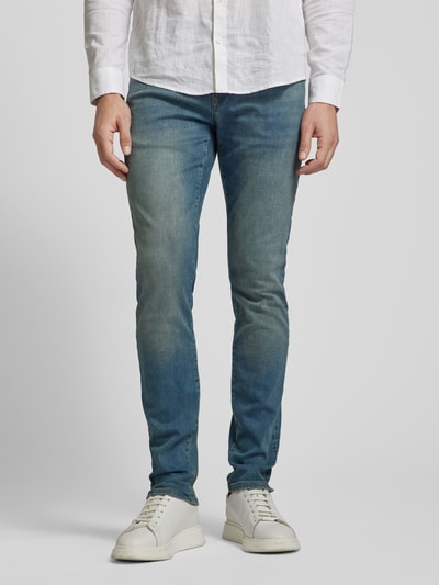 CARS JEANS Slim Fit Jeans im Used-Look Modell 'BATES' Blau Melange 4