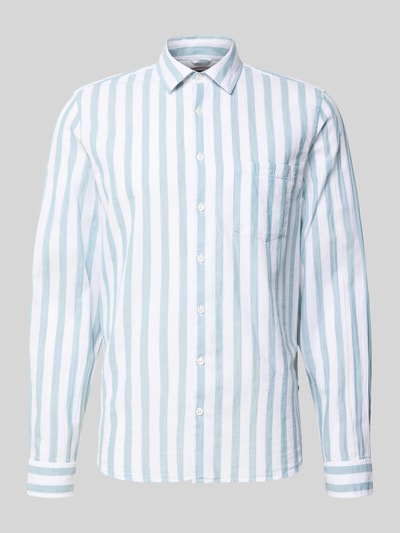 Produktfoto, Regular Fit Vrijetijdsoverhemd met Kentkraag van MAERZ Muenchen, puur katoen, knoopsluiting, borstzak, blauw-wit gestreept