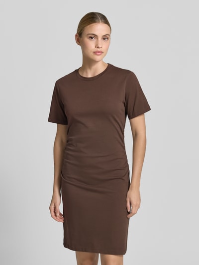 Jake*s Casual Knielanges T-Shirt-Kleid mit Rundhalsausschnitt Dunkelbraun 4