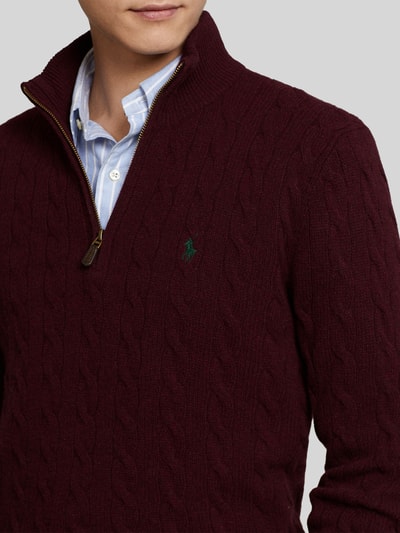 Polo Ralph Lauren Regular Fit Troyer aus Woll-Kaschmir-Mix Bordeaux 3