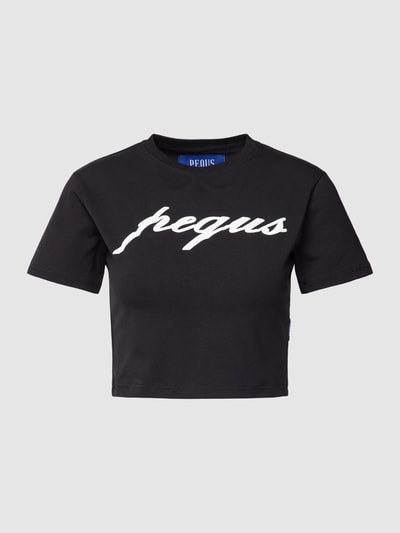 PEQUS Cropped T-Shirt mit Logo-Print Black 2